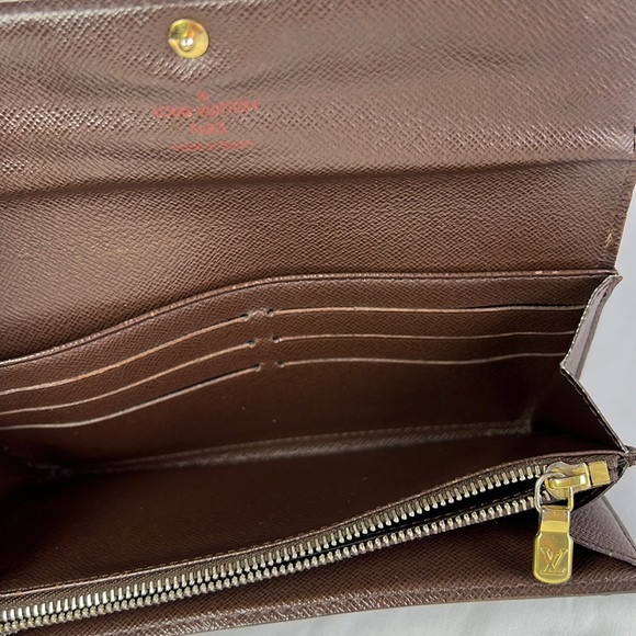 Auth Louis Vuitton Damier Ebene Sarah Long Wallet - Picture 12 of 16